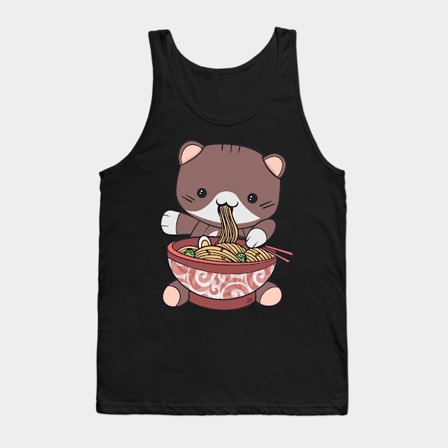 Kawaii Ramen Kitty - Cat Vaporwave Aesthetic World Tank Top by PinkyTree